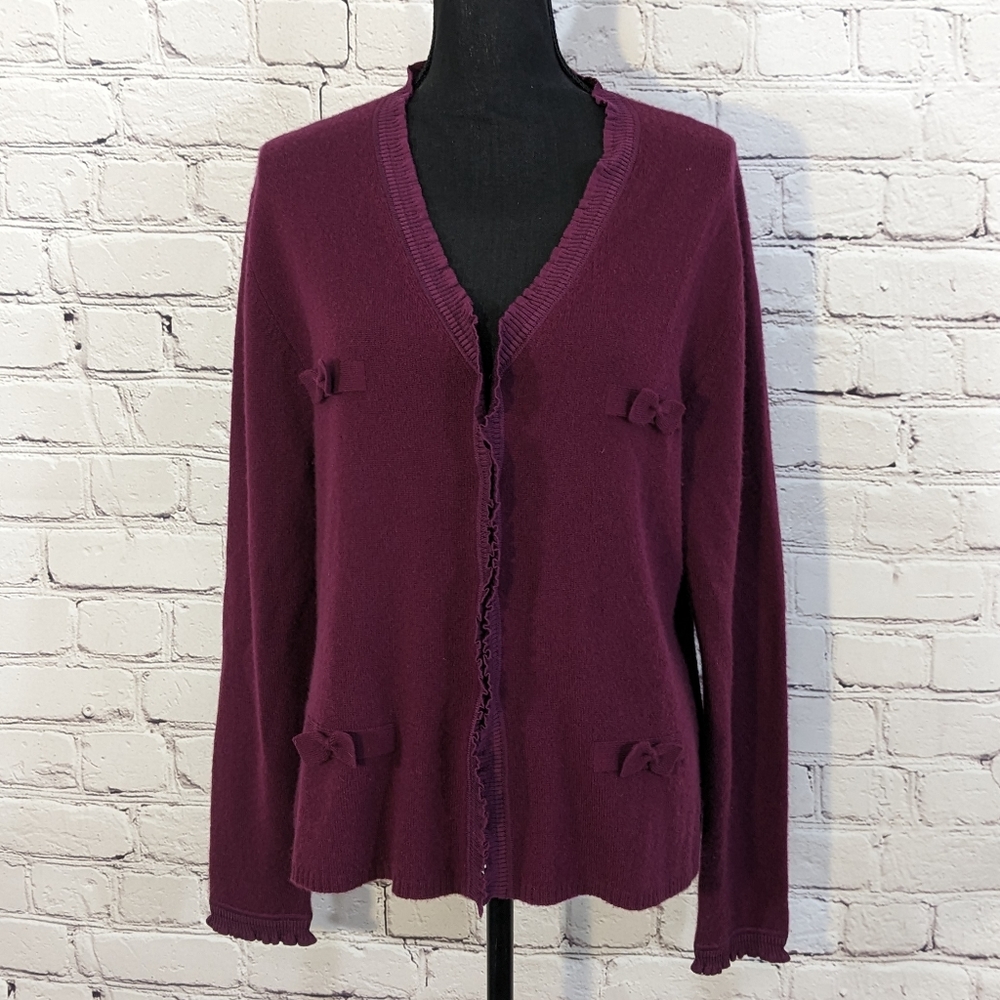 Neiman Marcus magenta cashmere cardigan